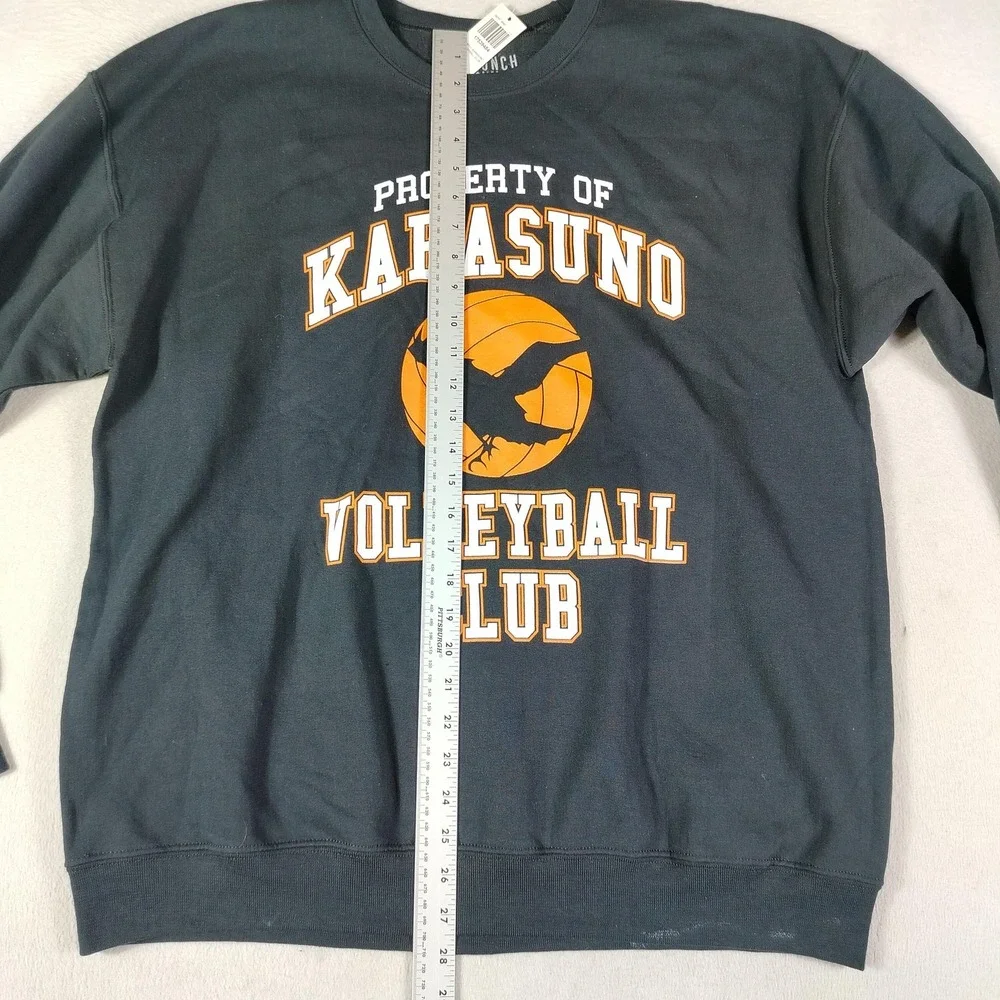 BoxLunch Sweatshirt Mens XL Black Fleece Karasuno Volleyball Club Haikyū Anime
